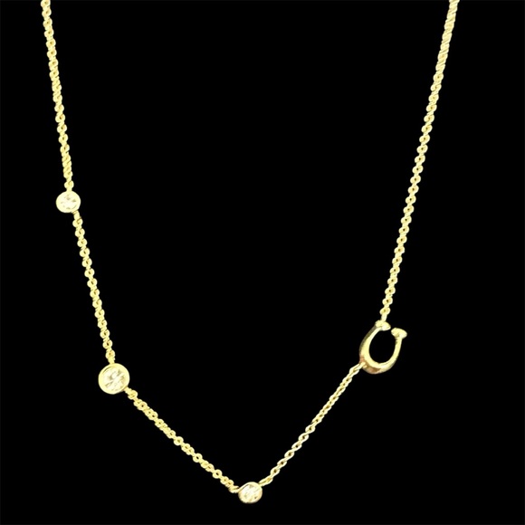 New COACH Signature Crystal Necklace 16-18” in Gold with Tags - Picture 1 of 11